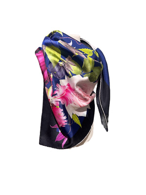 Silk scarf - Parterre - Black and Navy