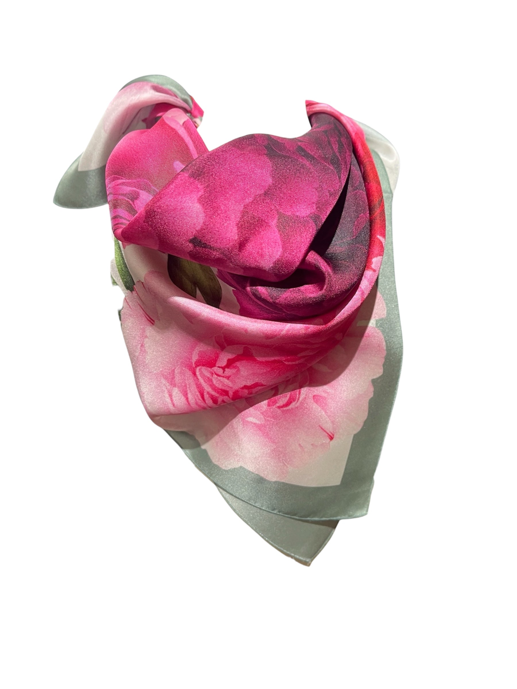 Small silk scarf "Peonies"