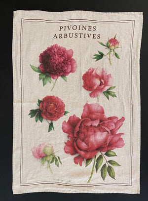 Linen tea towel "Pivoines arbustives"