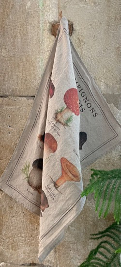 Linen tea towel "Champignons des bois"