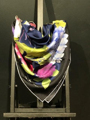 Silk scarf - Parterre - Black and Navy