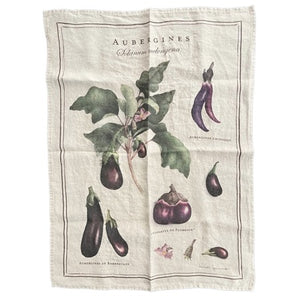 Tea towels in linen "Aubergines"
