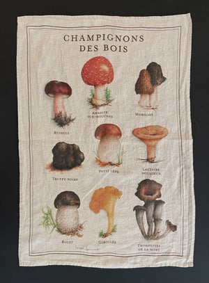 Linen tea towel "Champignons des bois"
